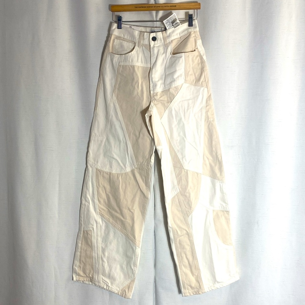 Zara Relaxed Fit Patchwork Jeans Size 2 - Picture 4 of 13